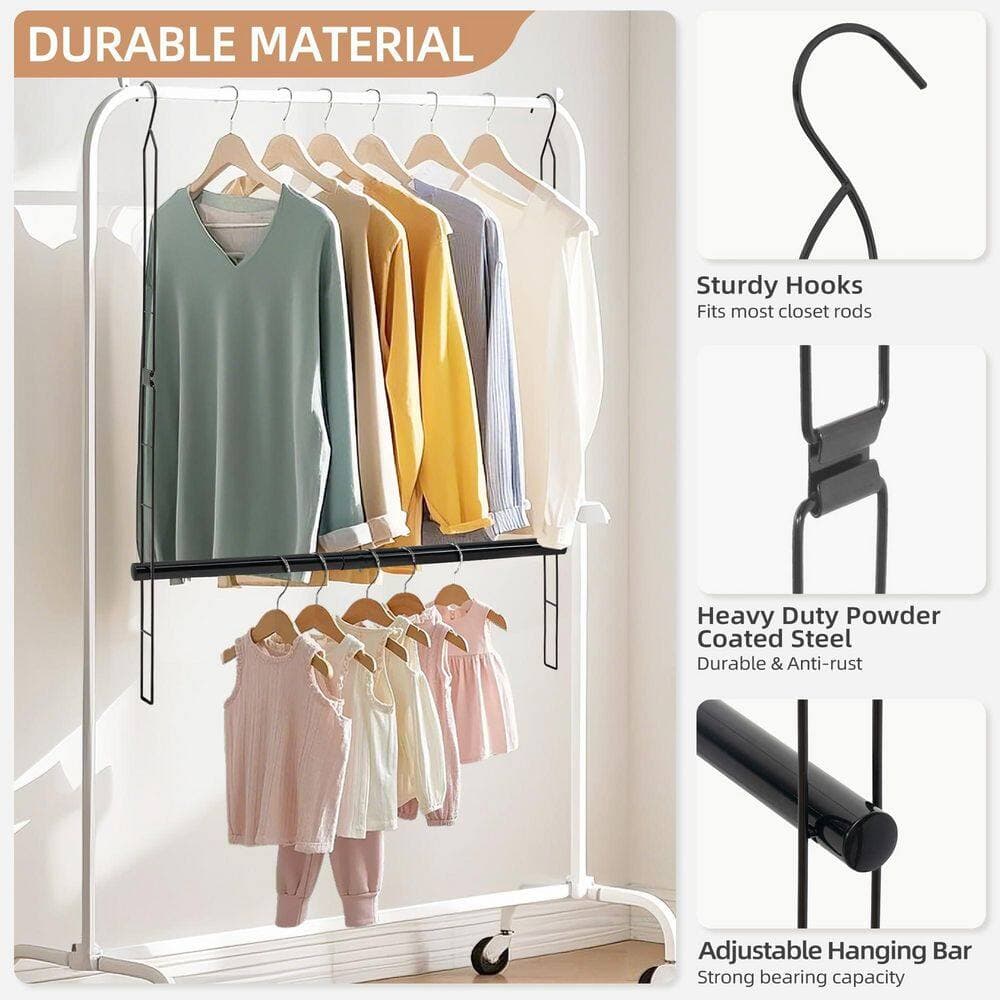 Wudkey 2-Pack Hanging Closet Rod, Adjustable Width and Height Closet Hanging Organizer, Black (3)