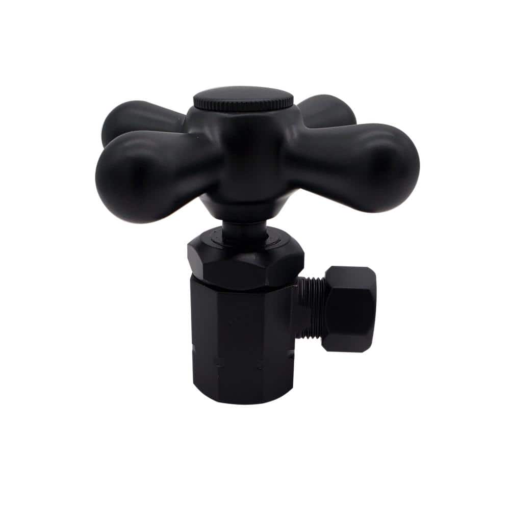 Westbrass 1/2 in. IPS inlet 3/8 in. OD Corrugated Supply Line Kit with Cross Handle Angle Valve (4)