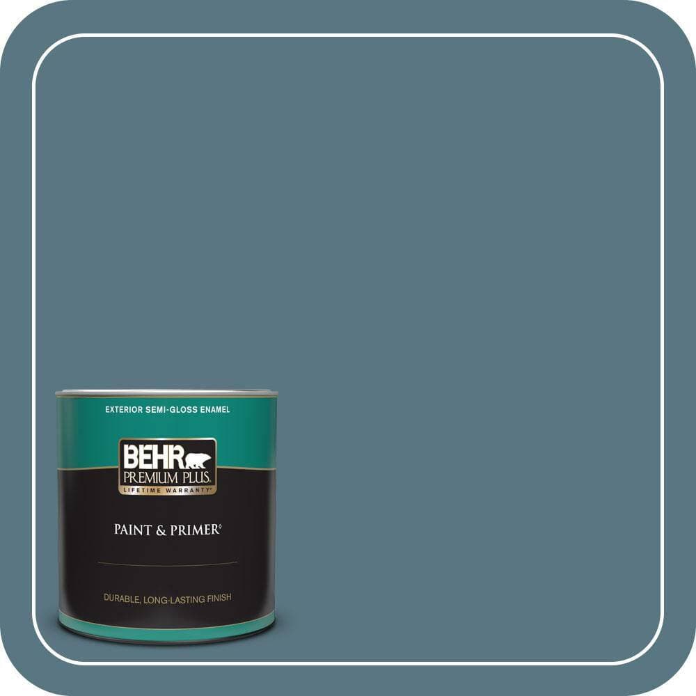 BEHR PREMIUM PLUS 1 qt. #MQ5-26 Hampton Surf Semi-Gloss Enamel Exterior Paint & Primer