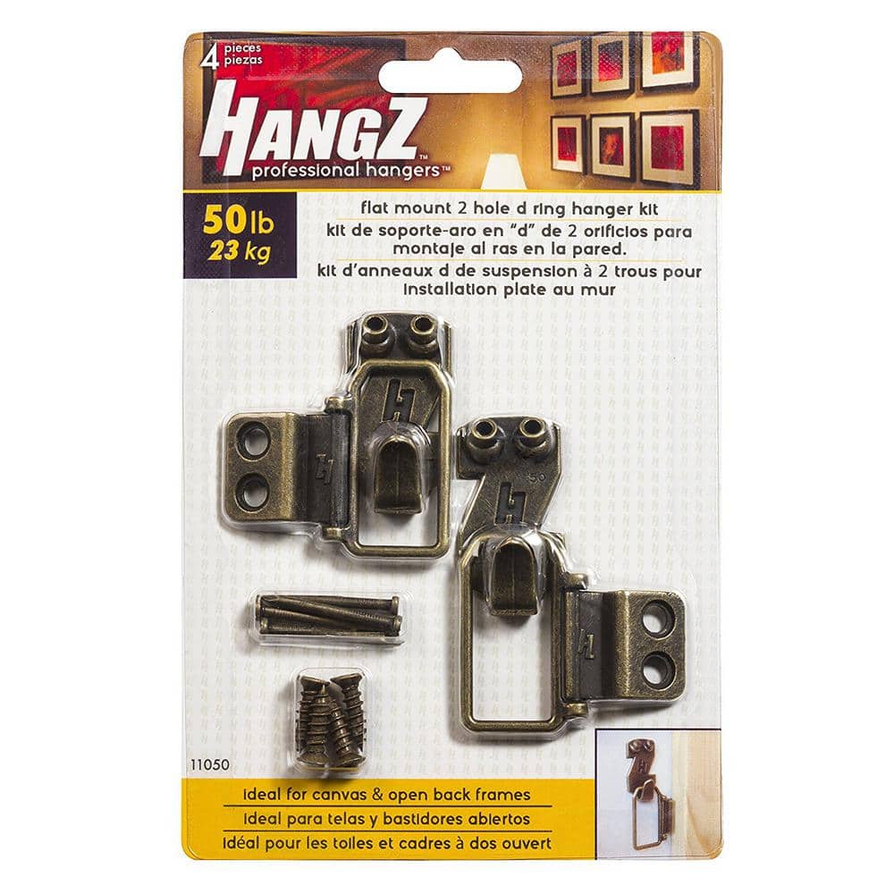 HangZ 50 lb. 2 Hole D Ring Canvas Flat Mount Hanger Kit (2)