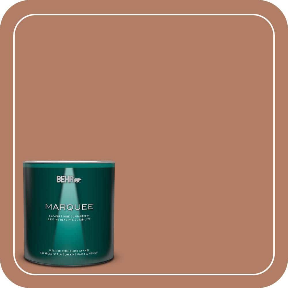 BEHR MARQUEE 1 qt. #PMD-84 Pecan Semi-Gloss Enamel Interior Paint & Primer