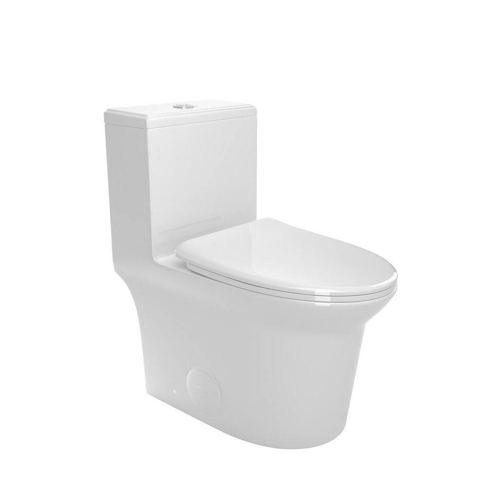 Unbranded 1-piece 1.1/1.60 GPF Dual Flush Elongated Toilet with Soft Close Seat in White