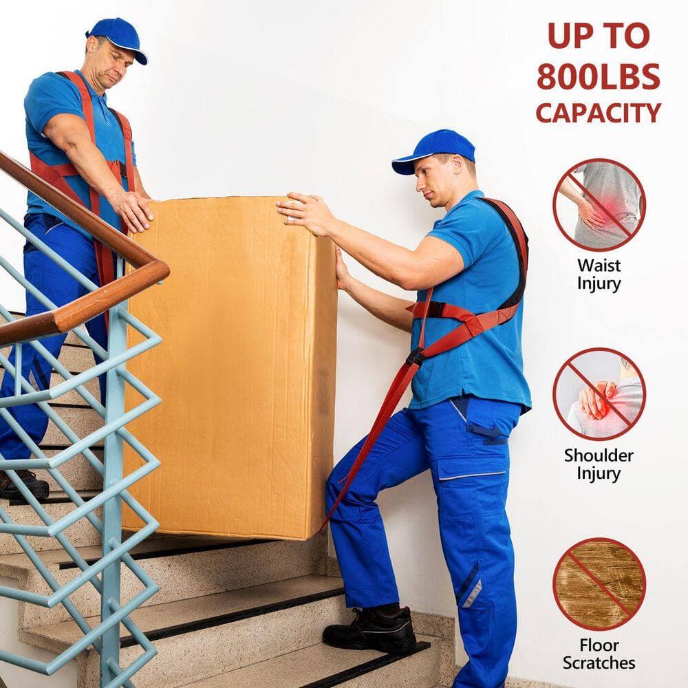 OGETFUUR 2-Person Extra Large Moving Straps, Lifting Straps Moving with Back Support, Lifting and Moving System for Furniture (2)