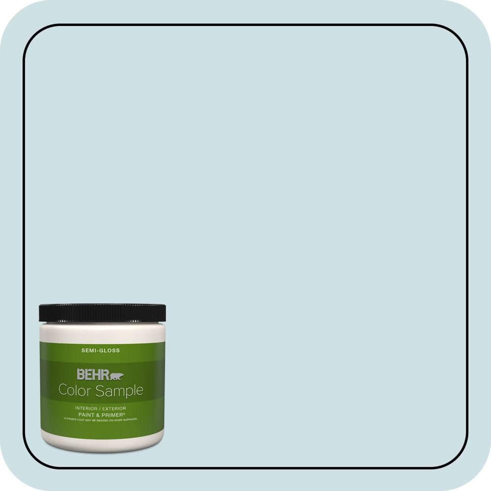 BEHR PREMIUM PLUS 8 oz. #530E-2 Cool Sky Semi-Gloss Interior/Exterior Paint & Primer Color Sample
