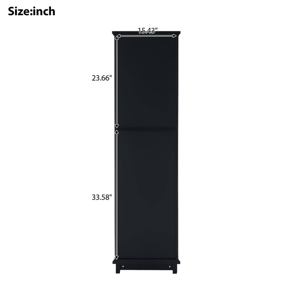 Unbranded 17.76 in. W 14.21 in. D 62.99 in. H Wood Linen Cabinet with Glass Doors, Two Drawers and Adjustable Shelves (3)