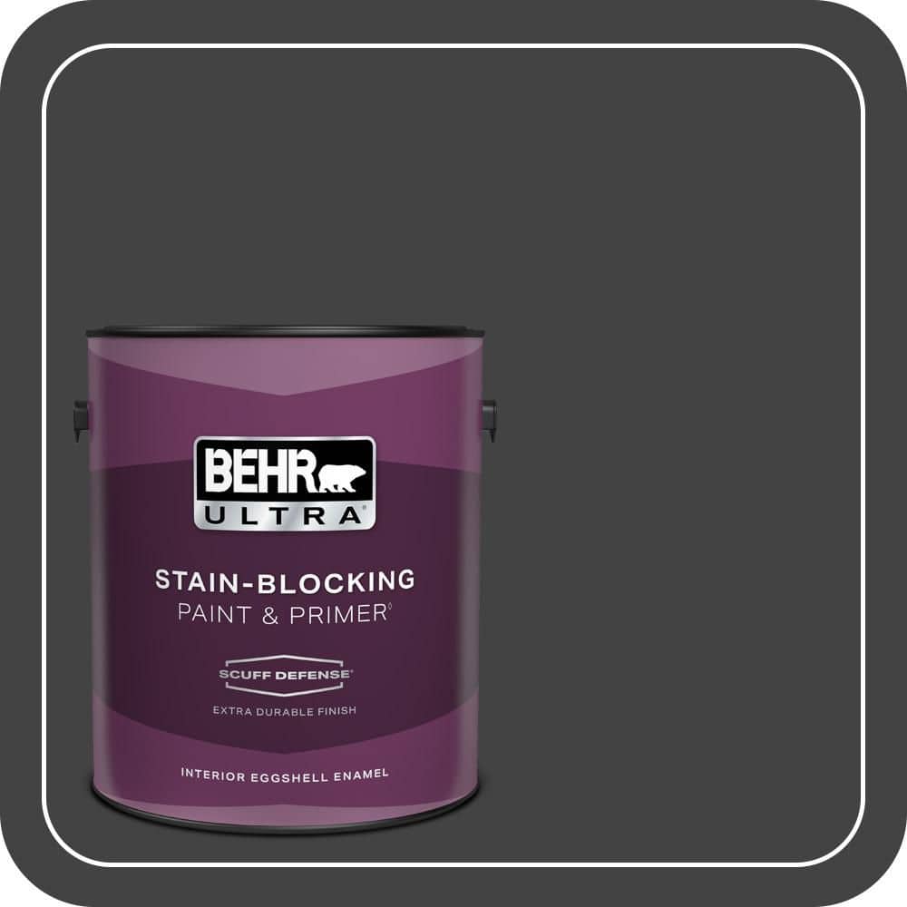 BEHR ULTRA 1 gal. #S-H-790 Black Suede Extra Durable Eggshell Enamel Interior Paint & Primer