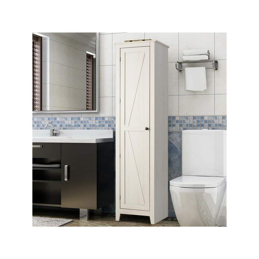 Boyel Living 17 in. W x 16 in. D x 72 in. H Freestanding White Linen Cabinet (2)