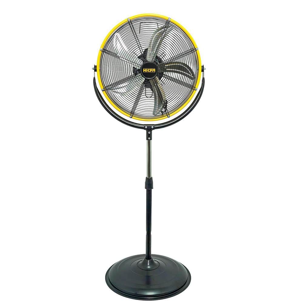 Unbranded 20 in. Industrial Pedestal Fan in Black – 180° Tilt, 3 Speeds, 80° Oscillation, Adjustable Height, for Home/Workshop Use (1)
