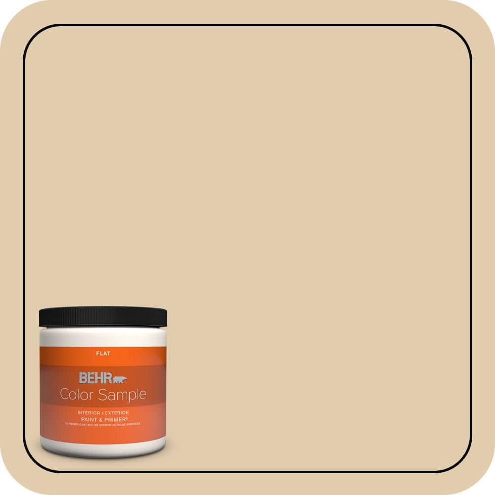BEHR PREMIUM PLUS 8 oz. #MQ3-44 Ancient Scroll Flat Interior/Exterior Paint & Primer Color Sample (1)