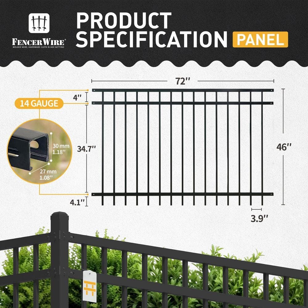 Fencer Wire 4 ft. x 6 ft. Heavy Duty Flat Top Metal Fence Panel, Anti-Rust Decorative Garden Fence Panel (Pack of 10) (3)