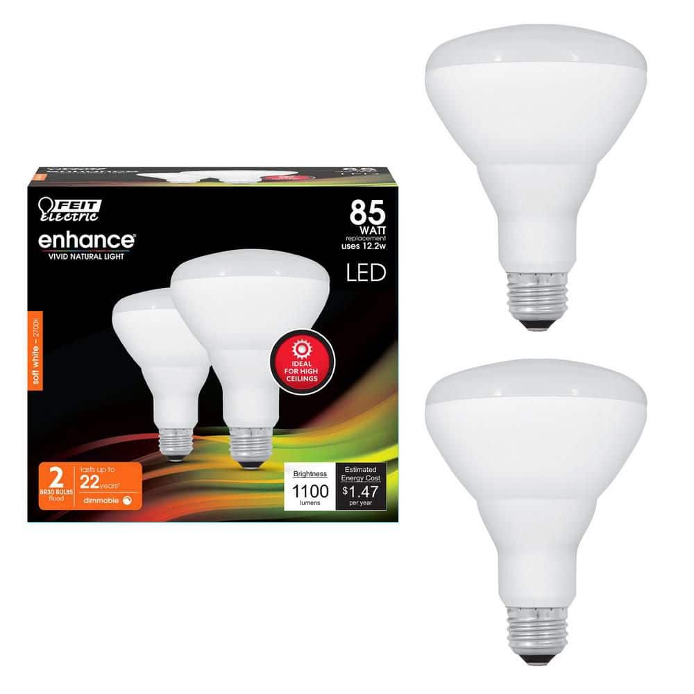 Feit Electric 85-Watt Equivalent BR30 Dimmable CEC Title 20 90+ CRI E26 Flood LED Light Bulb, Soft White 2700K (2-Pack)