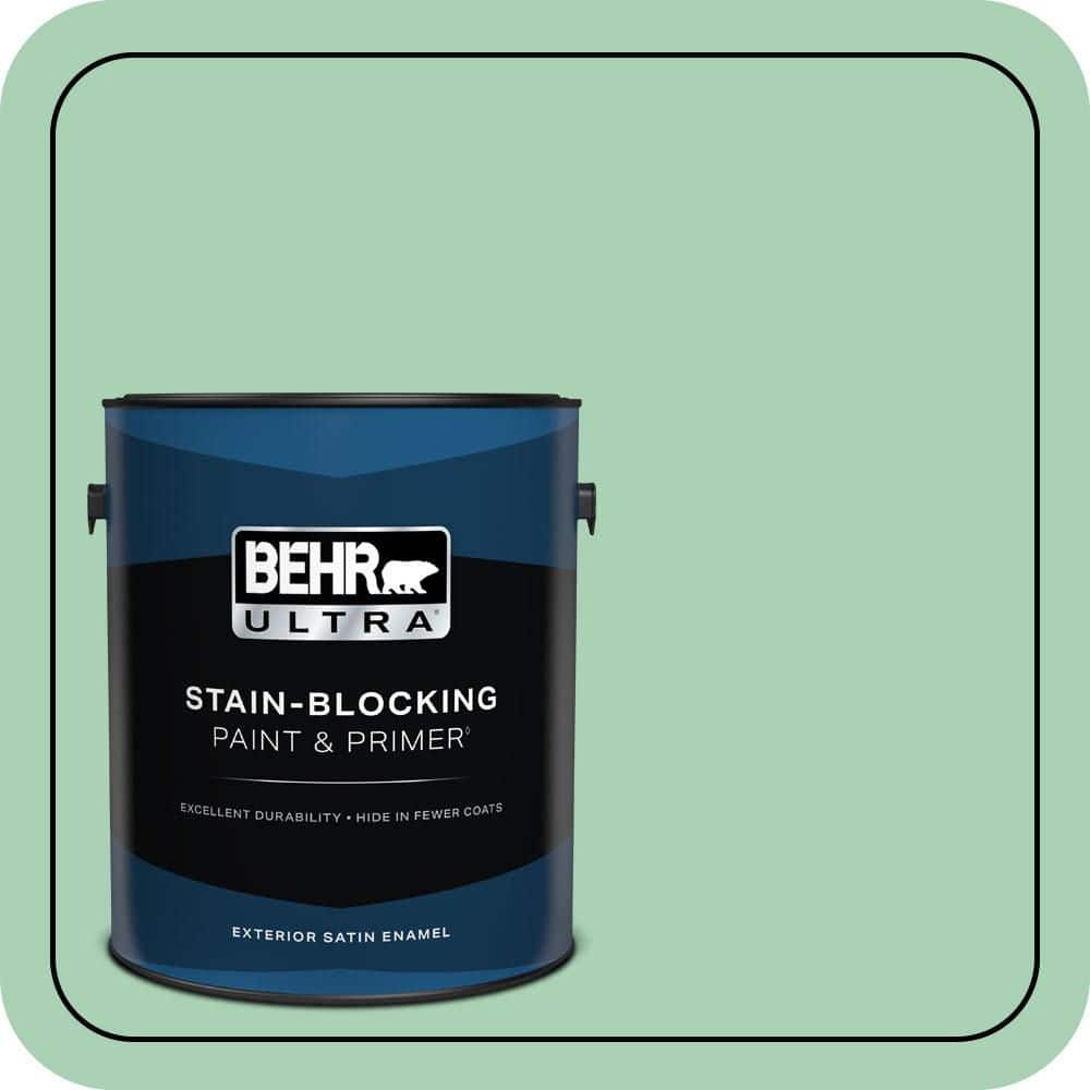 BEHR ULTRA 1 gal. #460D-4 Aloe Essence Satin Enamel Exterior Paint & Primer