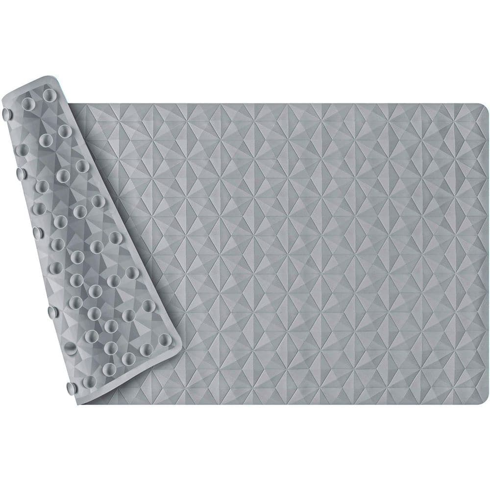 Wudkey 28 in. x 16 in. Non Slip Natural Rubber Bathtub Mat in Gray with 241 Suction Cups, Fatigue Relief, Machine Washable (1)