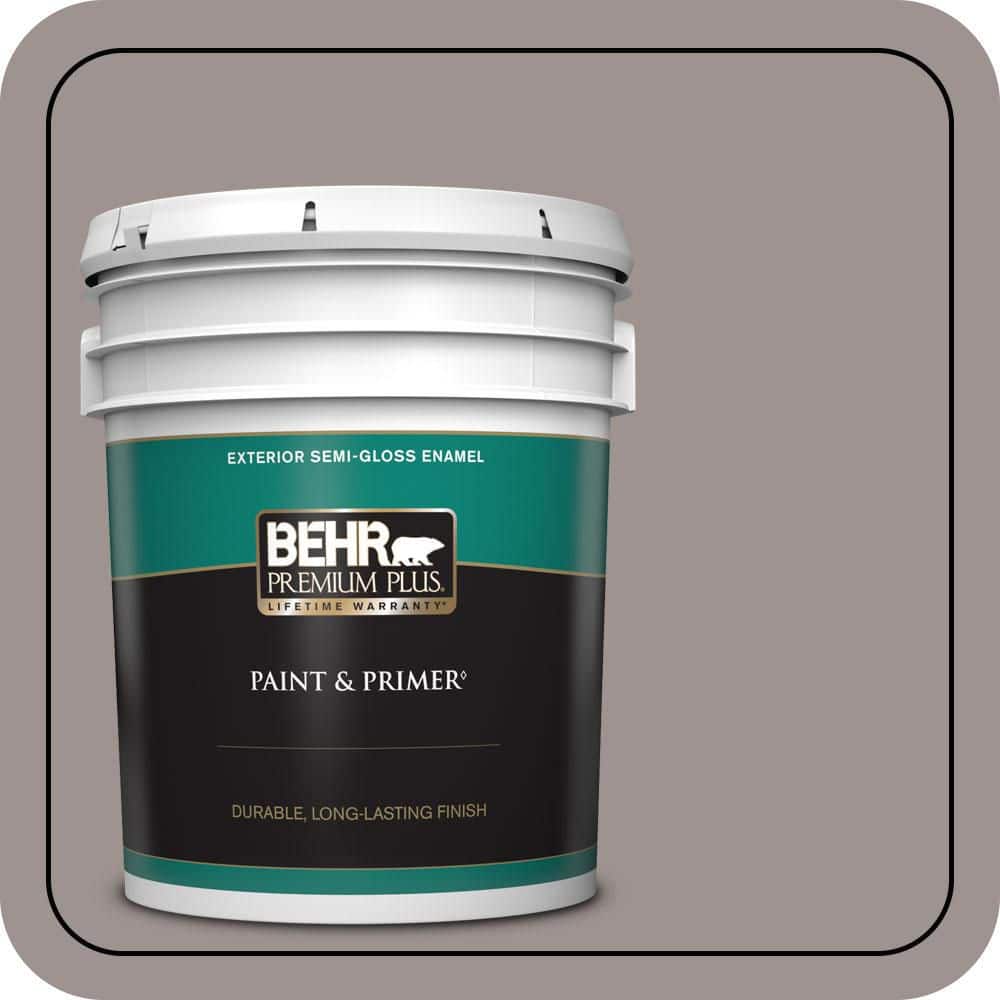BEHR PREMIUM PLUS 5 gal. #N140-4 Tavern Taupe Semi-Gloss Enamel Exterior Paint & Primer