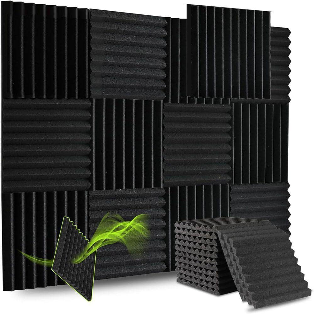 KIWDZFU 54-Pack 1in x 12in x 12in Wedge Acoustic Foam Panels for Sound Absorption (1)