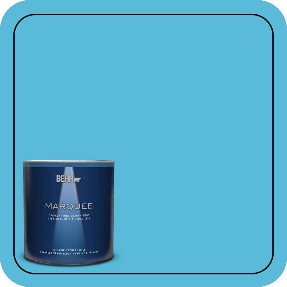 BEHR MARQUEE 1 qt. #530B-5 Azurean Satin Enamel Interior Paint & Primer