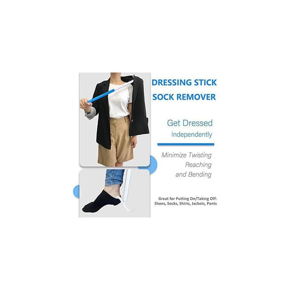 Justincity Versatile 22.5 to 35.5 in. Long Handled Shoe Horn Dressing Stick Sock Remover Adjustable Aid for Seniors (3)