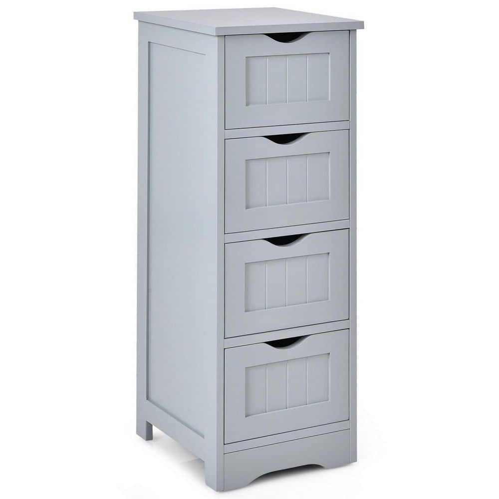 ANGELES HOME 12 in. W 12 in. D 32.5 in. H Floor Wooden Bathroom Freestanding Linen Cabinet with 4-Drawers (1)