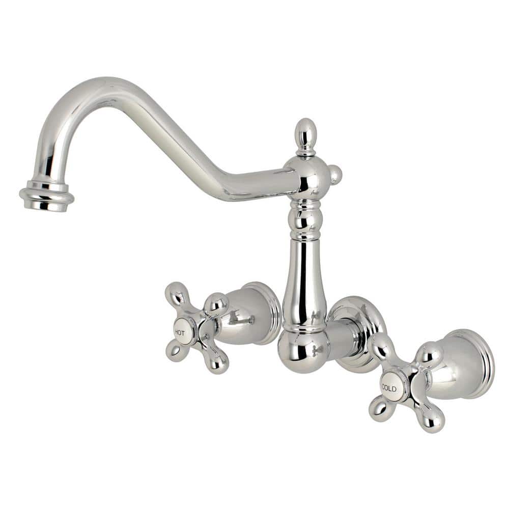 Kingston Brass Heritage 2-Handle Wall Mount Roman Tub Faucet in Polished Chrome (Valve Included) (1)