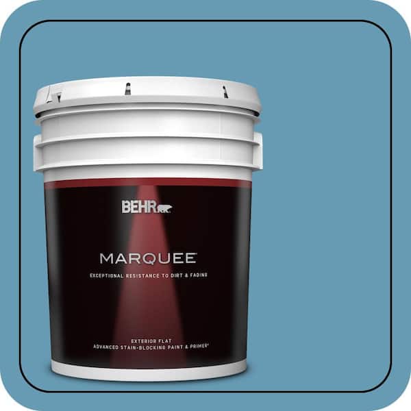 BEHR MARQUEE 5 gal. #S490-4 Yacht Blue Flat Exterior Paint & Primer (2)