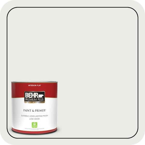 BEHR PREMIUM PLUS 1 qt. #52 White Flat Low Odor Interior Paint & Primer (2)
