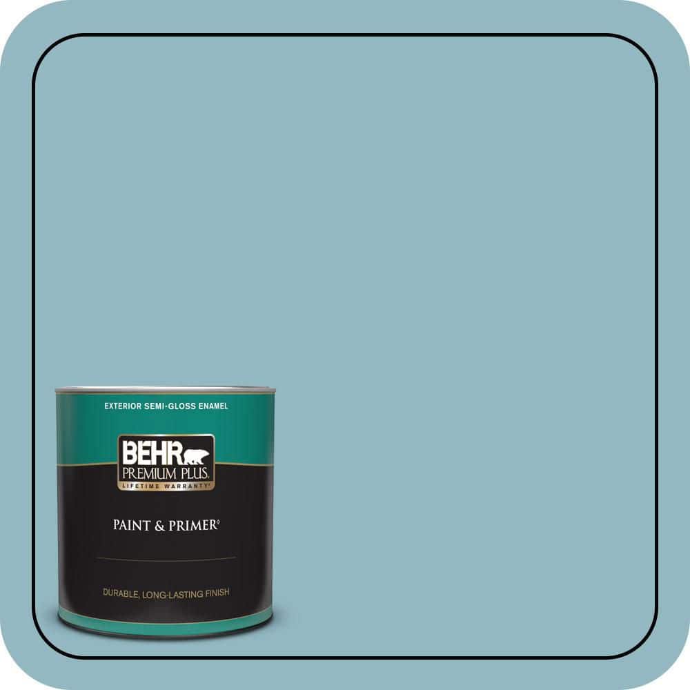 BEHR PREMIUM PLUS 1 qt. #PPU13-09 Tahoe Blue Semi-Gloss Enamel Exterior Paint & Primer