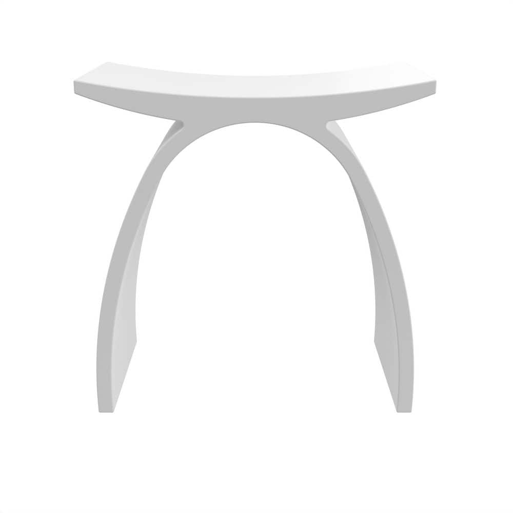 AVAXA 14 in. W Solid Surface Arched Shower Stool in Matte White