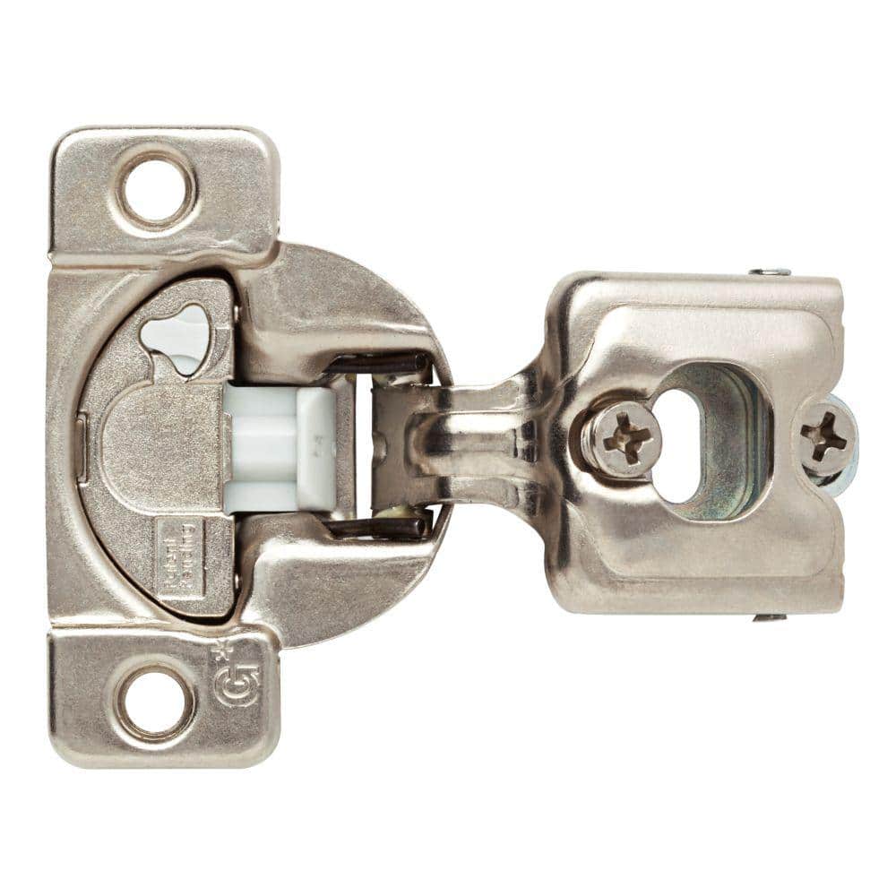 Everbilt 1 Pair Face Frame 35 mm 110-Degree 3/4 in. Overlay Soft Close Nickel Cabinet Hinge (2 Pieces)