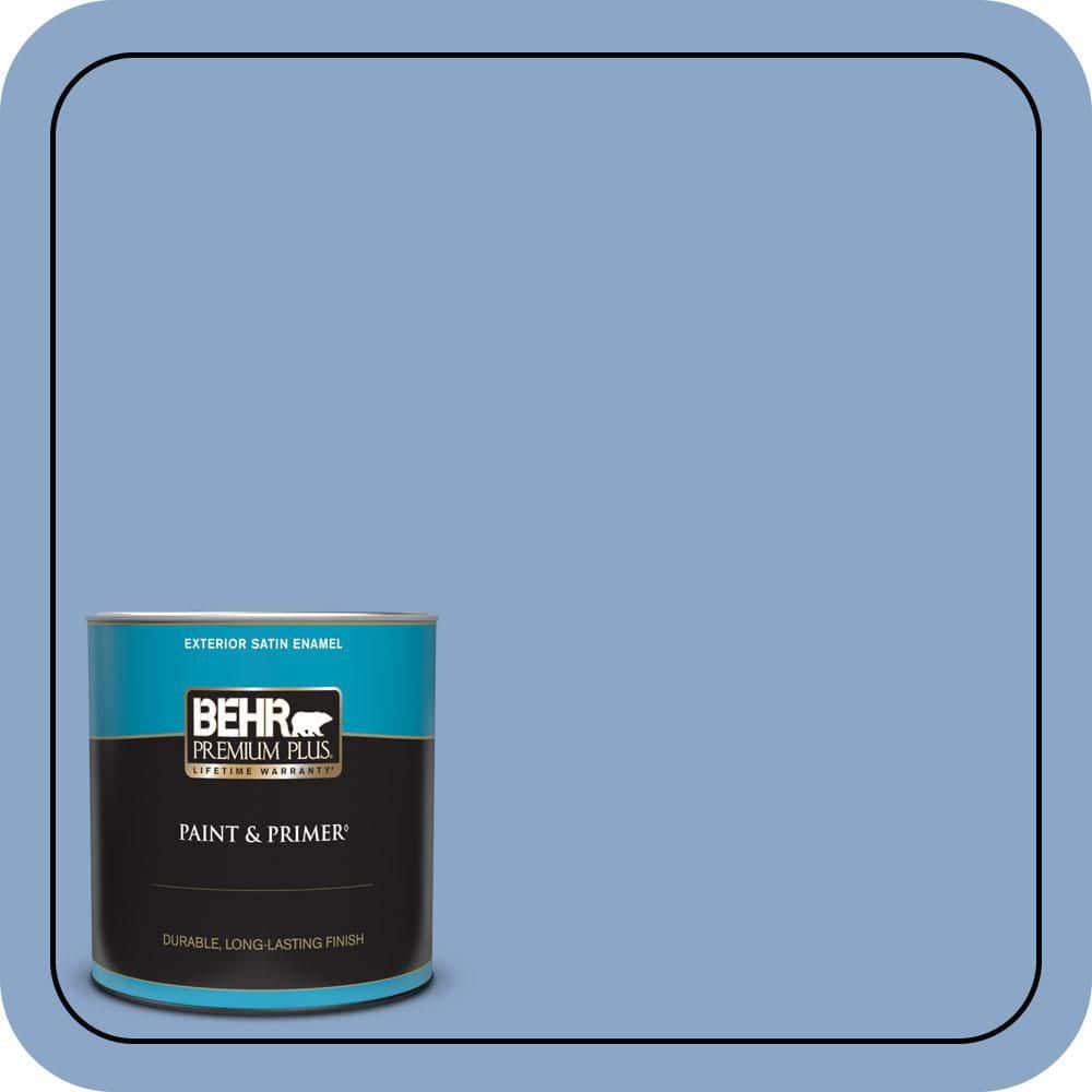 BEHR PREMIUM PLUS 1 qt. #590D-4 Romantic Isle Satin Enamel Exterior Paint & Primer