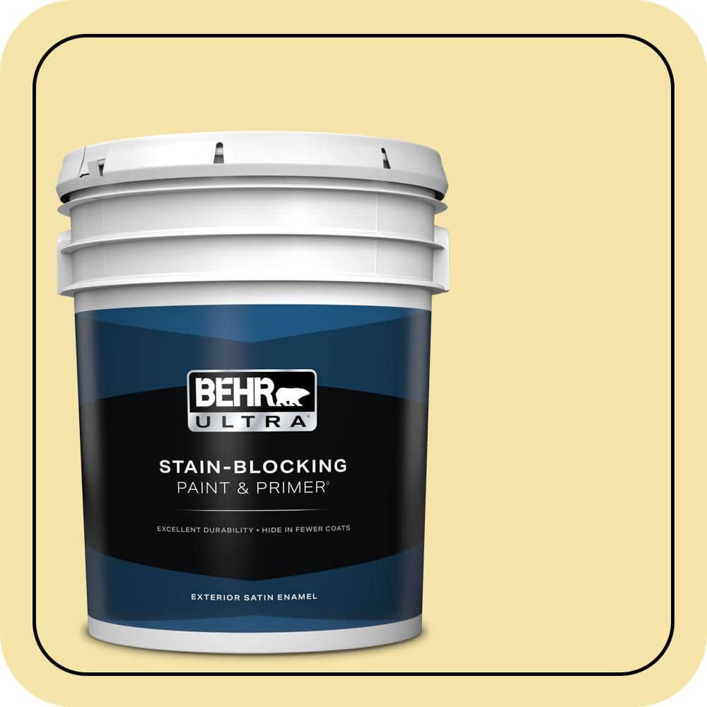 BEHR ULTRA 5 gal. #P320-3 Lily Bulb Satin Enamel Exterior Paint & Primer