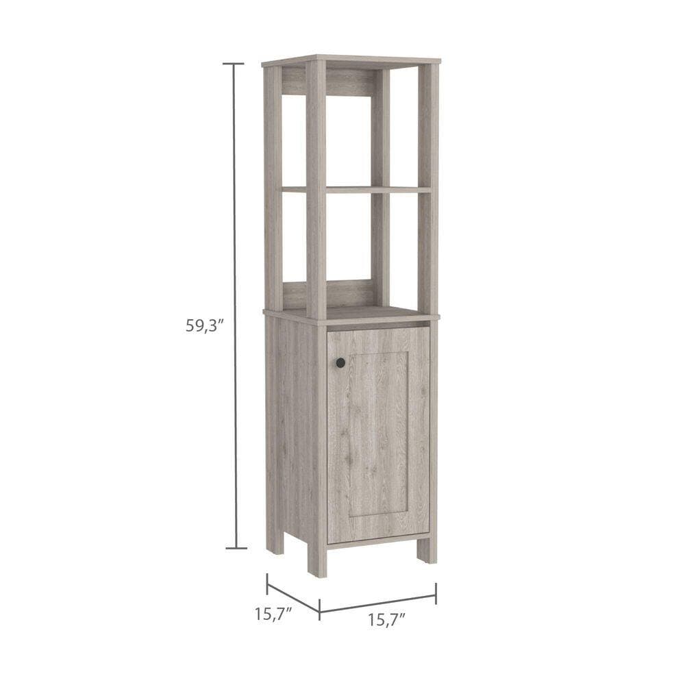 Tahanbath 15.70 in. W x 15.70 in. D x 59.30 in. H Light Gray Particle Board Freestanding Linen Cabinet with 4-Shelf (2)
