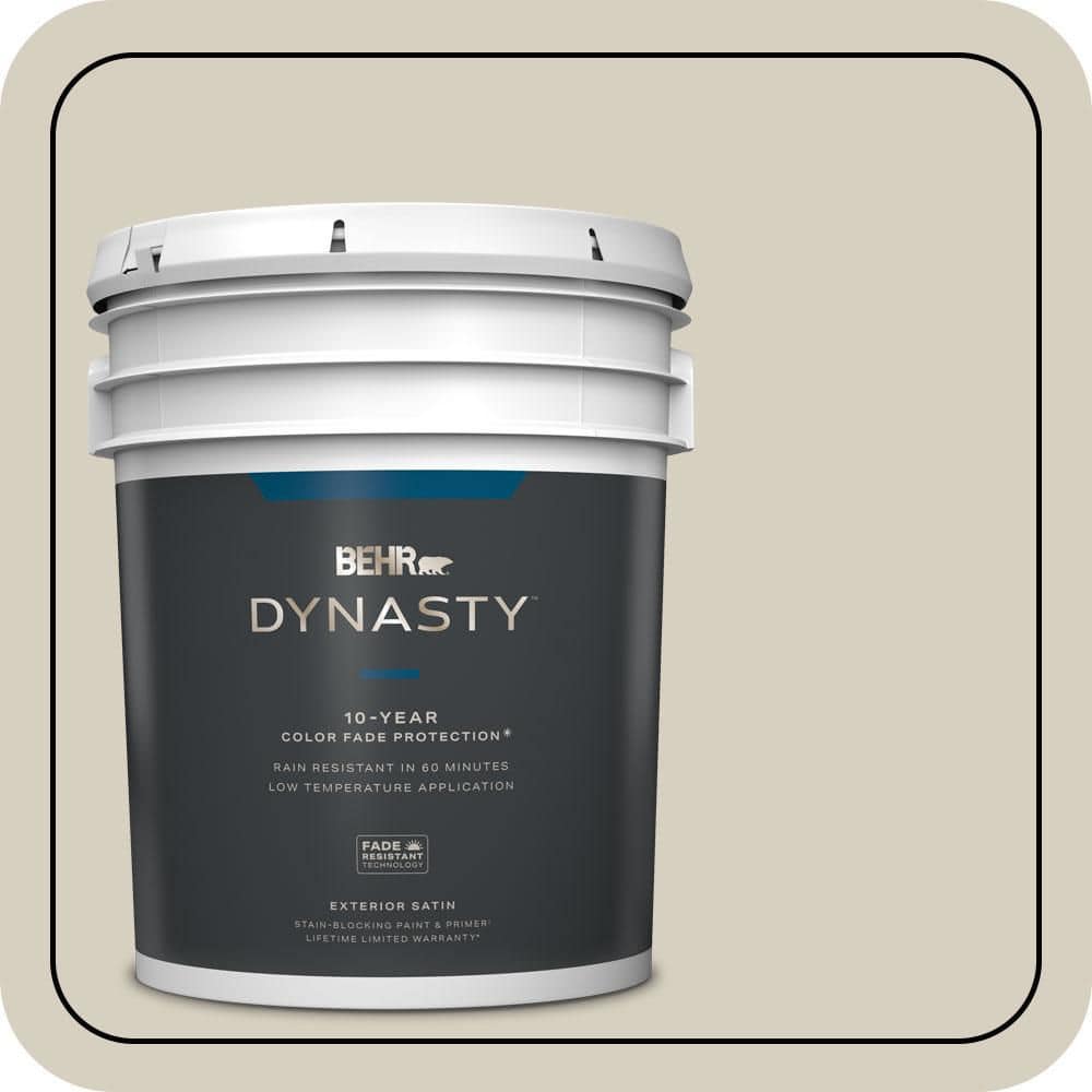 BEHR DYNASTY 5 gal. #PPU7-09 Aged Beige Satin Enamel Exterior Stain-Blocking Paint & Primer