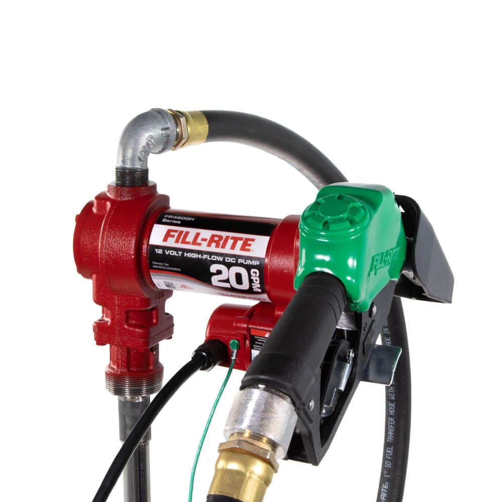 FILL-RITE FR4210HD 12V 20 GPM Fuel Transfer Pump, Suction Pipe, 12 ft. Discharge Hose, and Automatic Nozzle (2)
