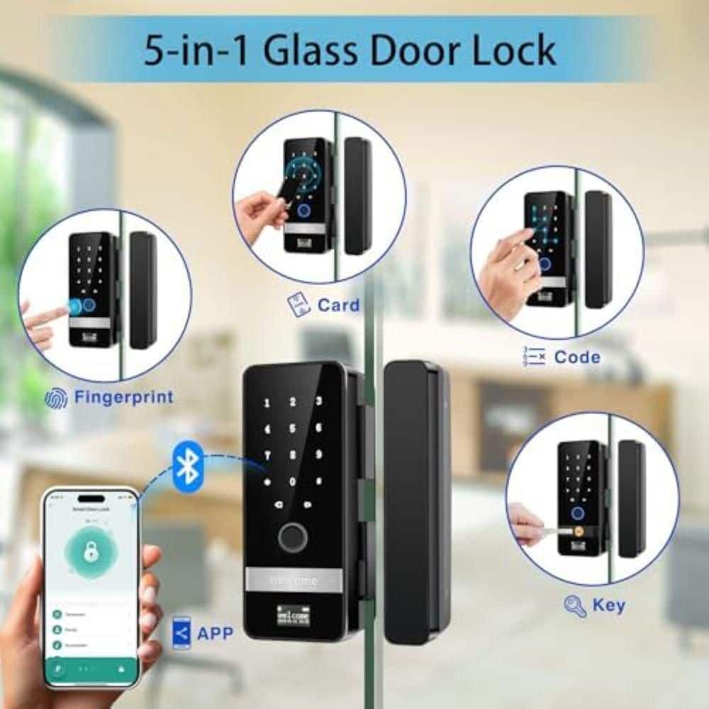 Unbranded Smart Glass Door Lock Biometric Fingerprint Keyless Entry Sliding Door Lock with App Control for Office Home Store (2)
