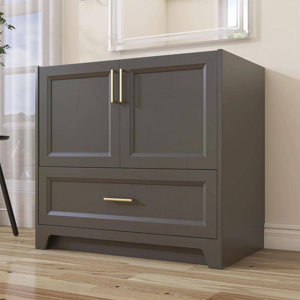 NTQ 36 in. W x 21.5 in. D Bath Vanity Cabinet without Top Solid Wood Bathroom Vanity Base in Dark Gray Assembled (1)