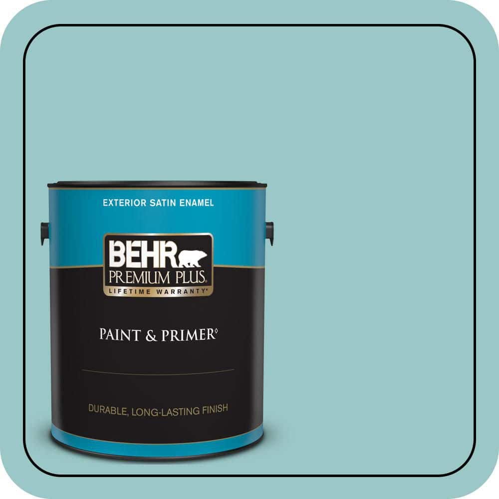 BEHR PREMIUM PLUS 1 gal. #MQ6-8 Aquifer Satin Enamel Exterior Paint & Primer
