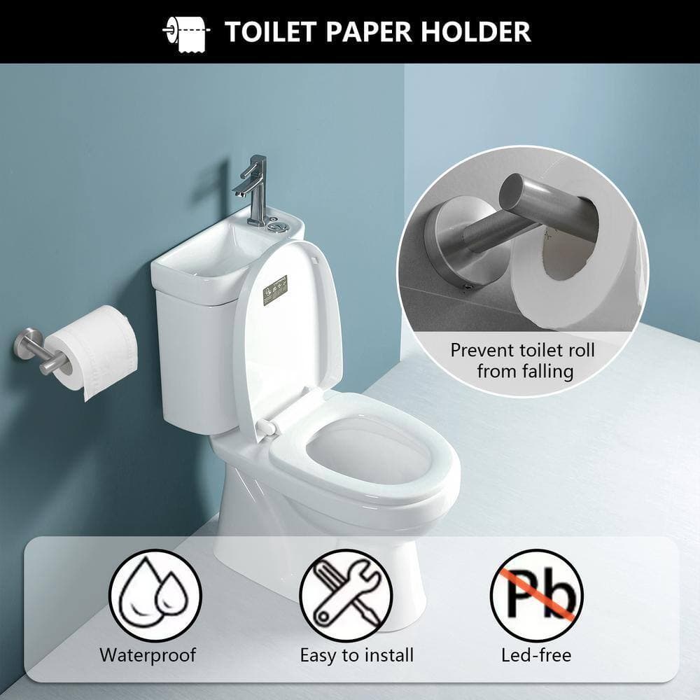 ehablix Bathroom Hardware 4-Piece Bath Hardware Set with Towel Ring, Robe Hook, Toilet Paper Holder in Brushed Nickel (3)