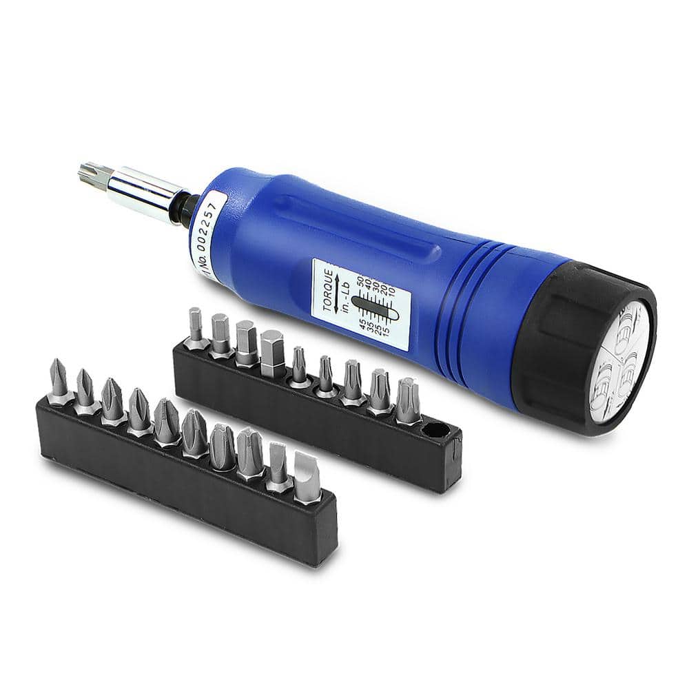 STARK USA 21-Piece Adjustable Torque Screwdriver 1/4 in. Drive Shank 10-50 in. /lb With Case