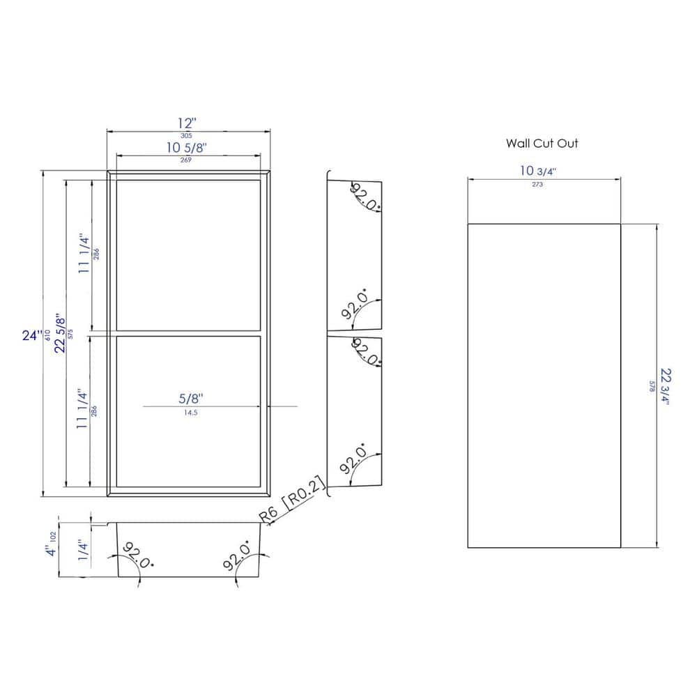 ALFI BRAND Black Matte 12 in. x 24 in. Stainless Steel Niche (2)