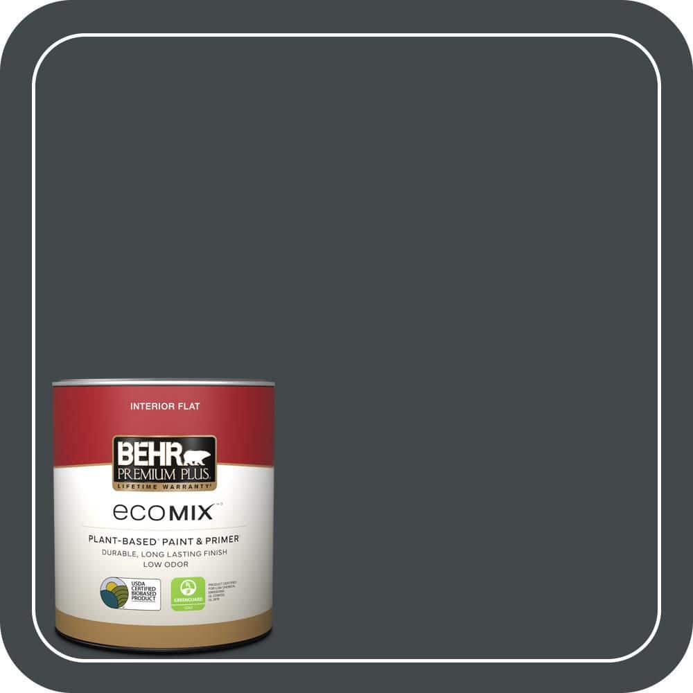 BEHR PREMIUM PLUS 1 qt. #PPU24-23 Little Black Dress Flat EcoMix Plant-Based Interior Paint & Primer (1)