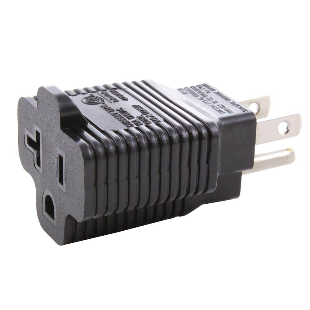 AC WORKS 15 Amp to 15/20 Amp 125-Volt Plug Adapter with ETL Safety Approval (1)