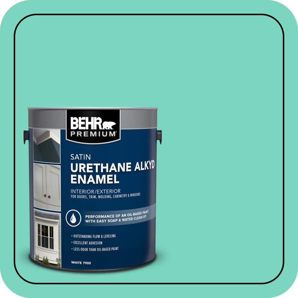 BEHR PREMIUM 1 gal. #P430-3 Green Parakeet Urethane Alkyd Satin Enamel Interior/Exterior Paint (1)