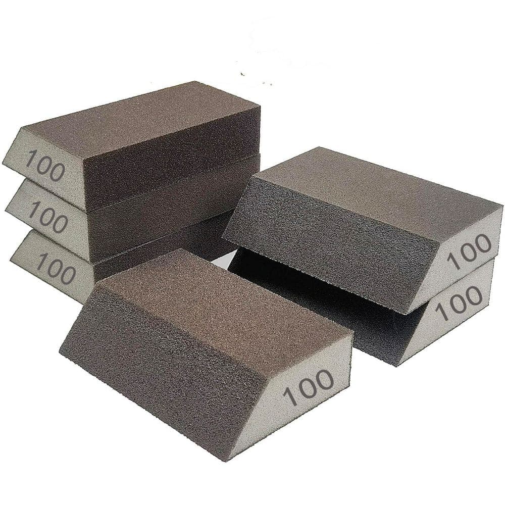 Unbranded 6-Pack 100 Grit Sanding Sponge Blocks, Washable and Reusable for Wood, Drywall, Metal, Plastic and Paint