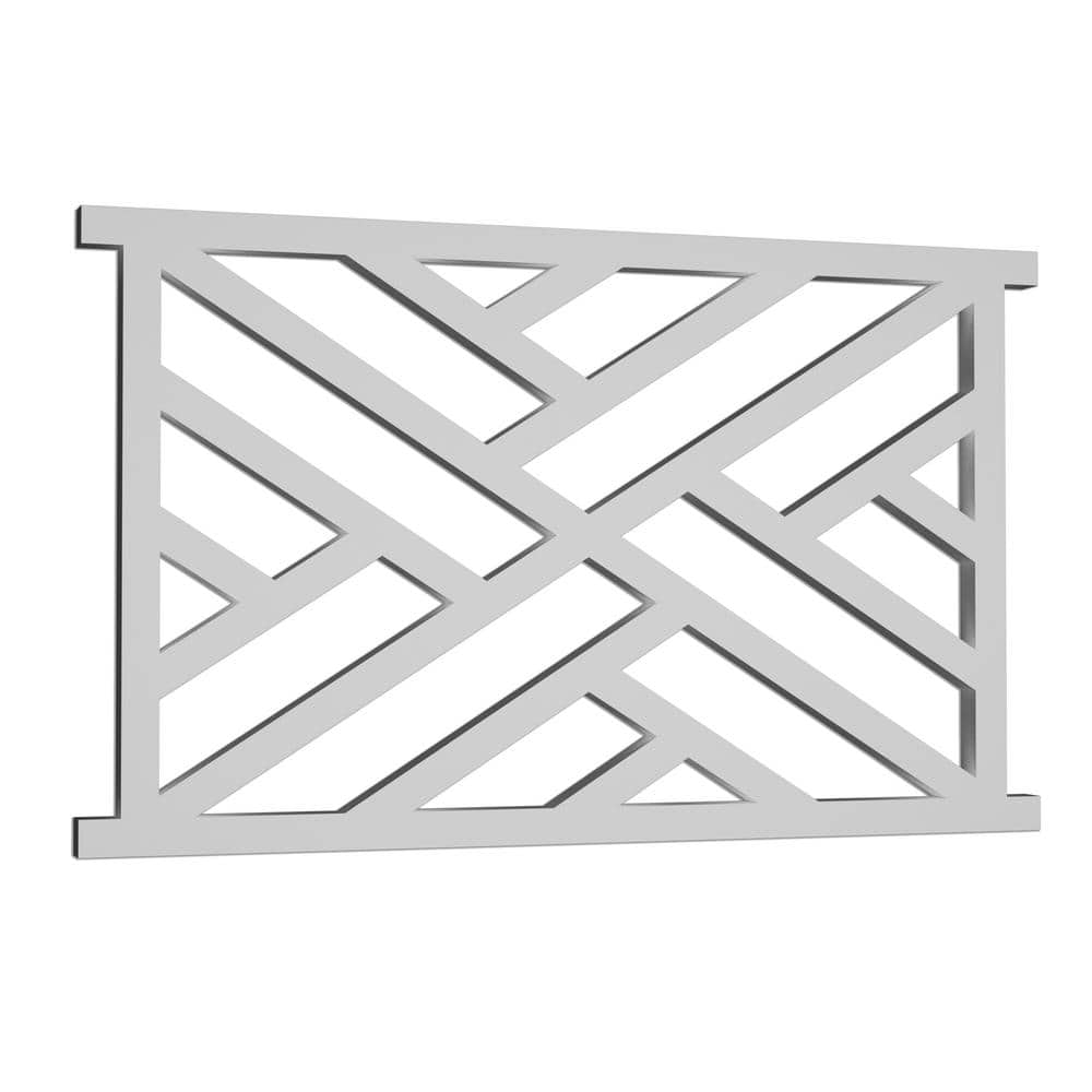 Acurio Latticeworks Chippendale 29 in. x 4 ft. White Decorative Vinyl Rail Panel (2)