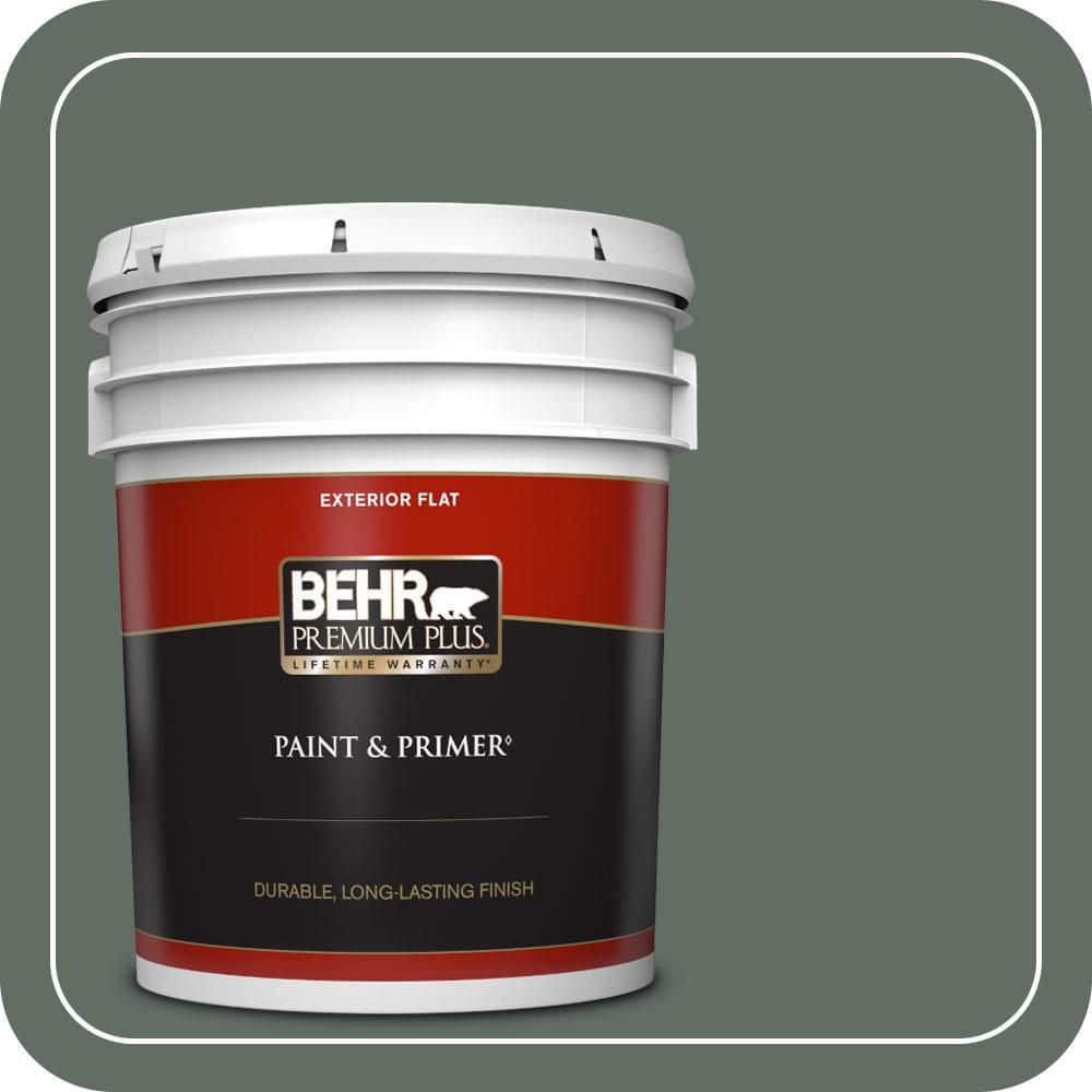BEHR PREMIUM PLUS 5 gal. #700F-6 Dense Shrub Flat Exterior Paint & Primer