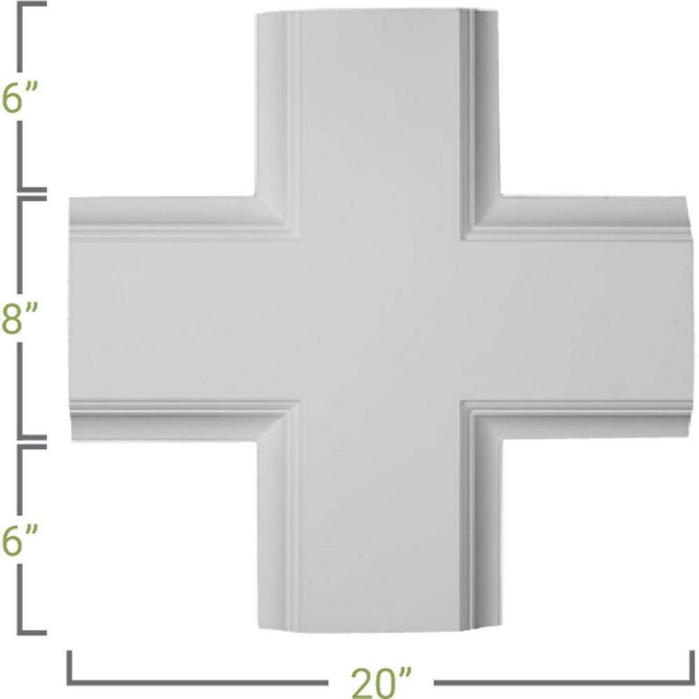 Ekena Millwork 20 in. Inner Cross Intersection for 8 in. Traditional Coffered Ceiling System (2)