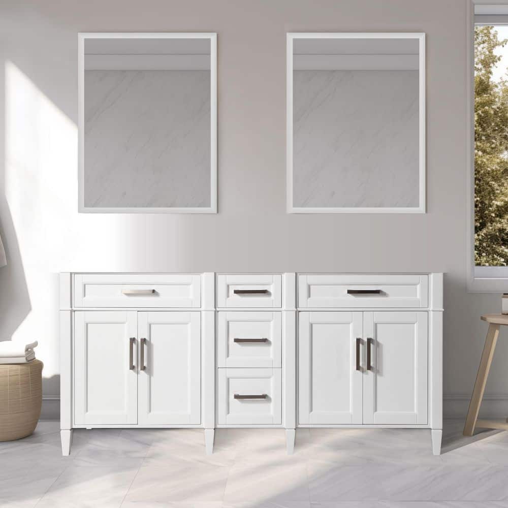 Vanity Art 60 in. W Freestanding Bath Vanity Cabinet without Top in White with Mirror, Unassembled (1)
