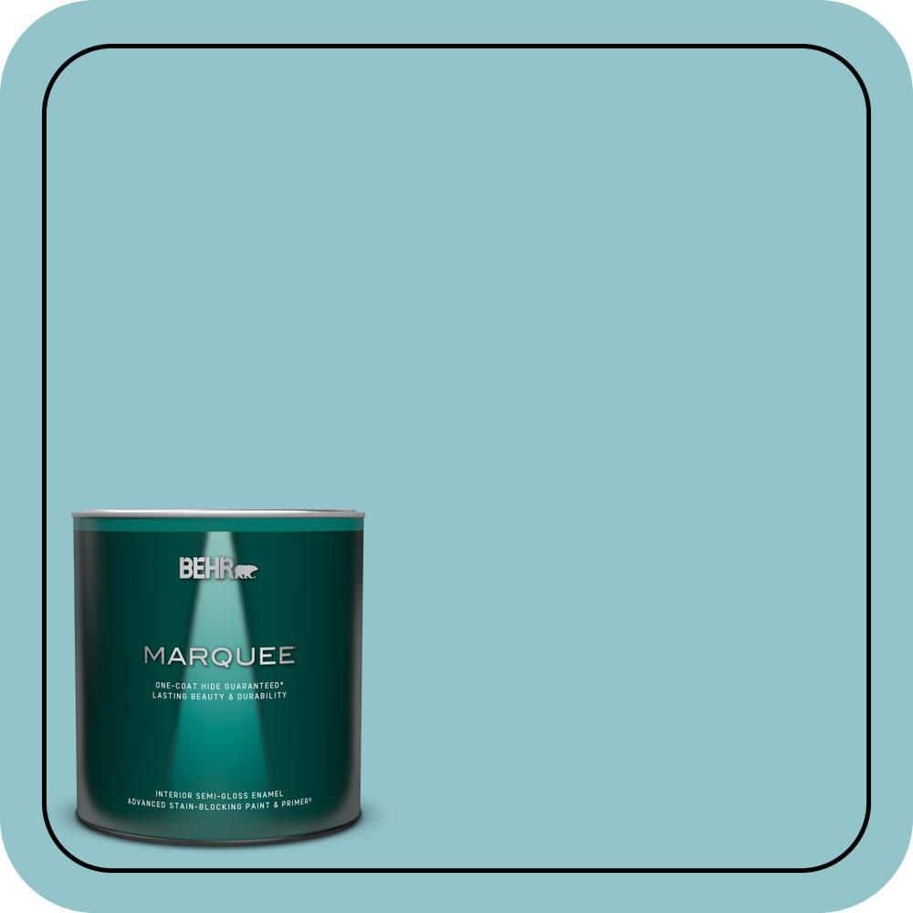 BEHR MARQUEE 1 qt. #MQ6-32 Cosmic Blue One-Coat Hide Semi-Gloss Enamel Interior Paint & Primer