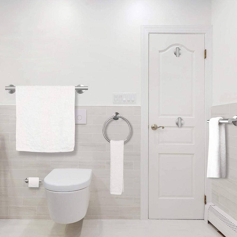 JimsMaison 6-piece Bath Hardware Set with Toilet Paper Holder Towel Bar Towel Hook Towel Ring in Brushed Nickel (2)