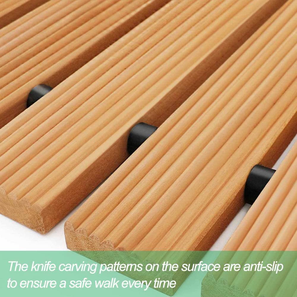 Angel Sar 12 in. Wooden Garden Pathway, Yellow Roll Up Deck Tile for Decorative Outdoor (3)